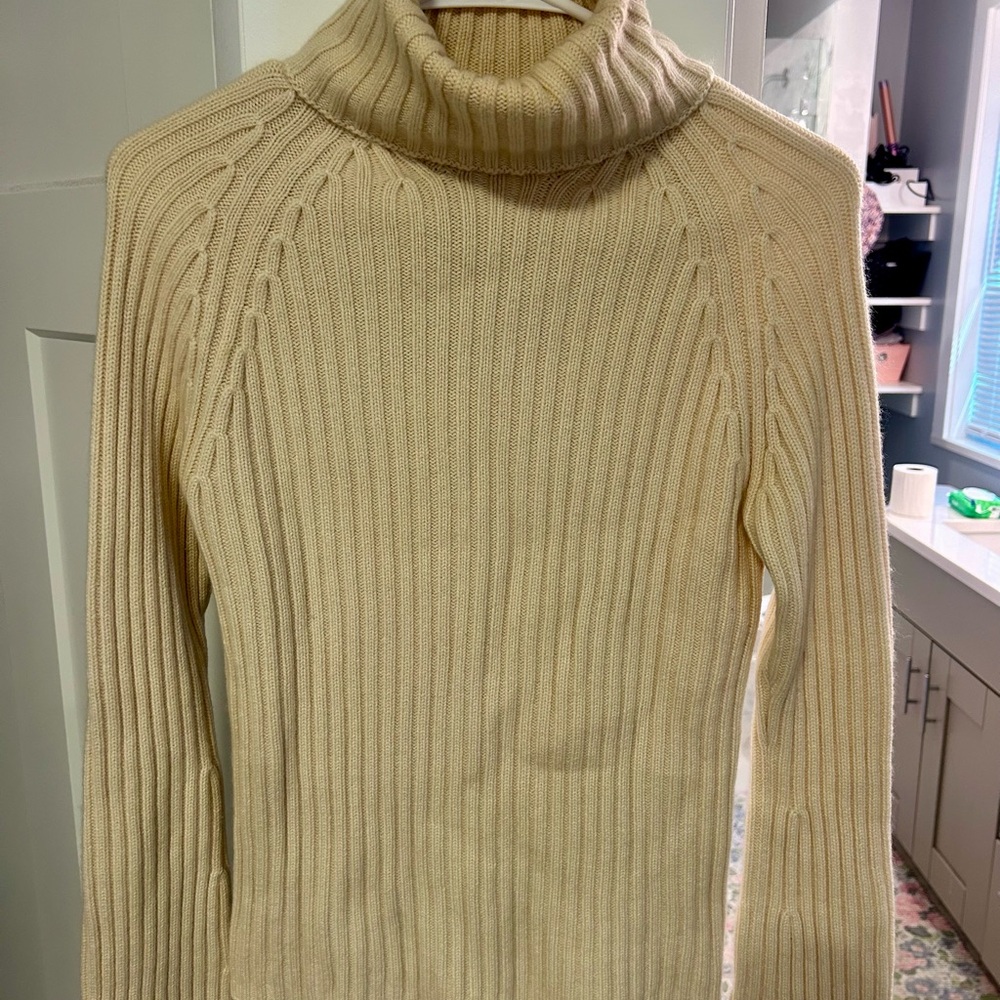 Cream Cashmere Turtleneck Sweater